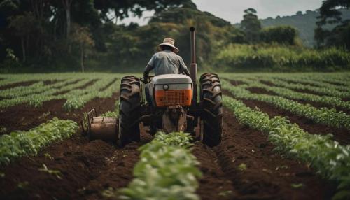 Farm worker driving tractor spraying green meadow generated by AI